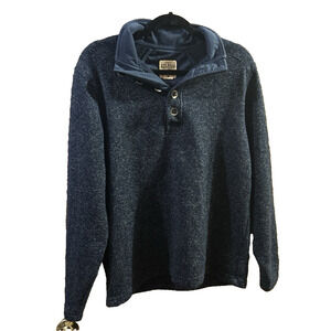 Red Head Men's Medium Pullover Quarter Button Blue Sweater Fleece 100% Polyester